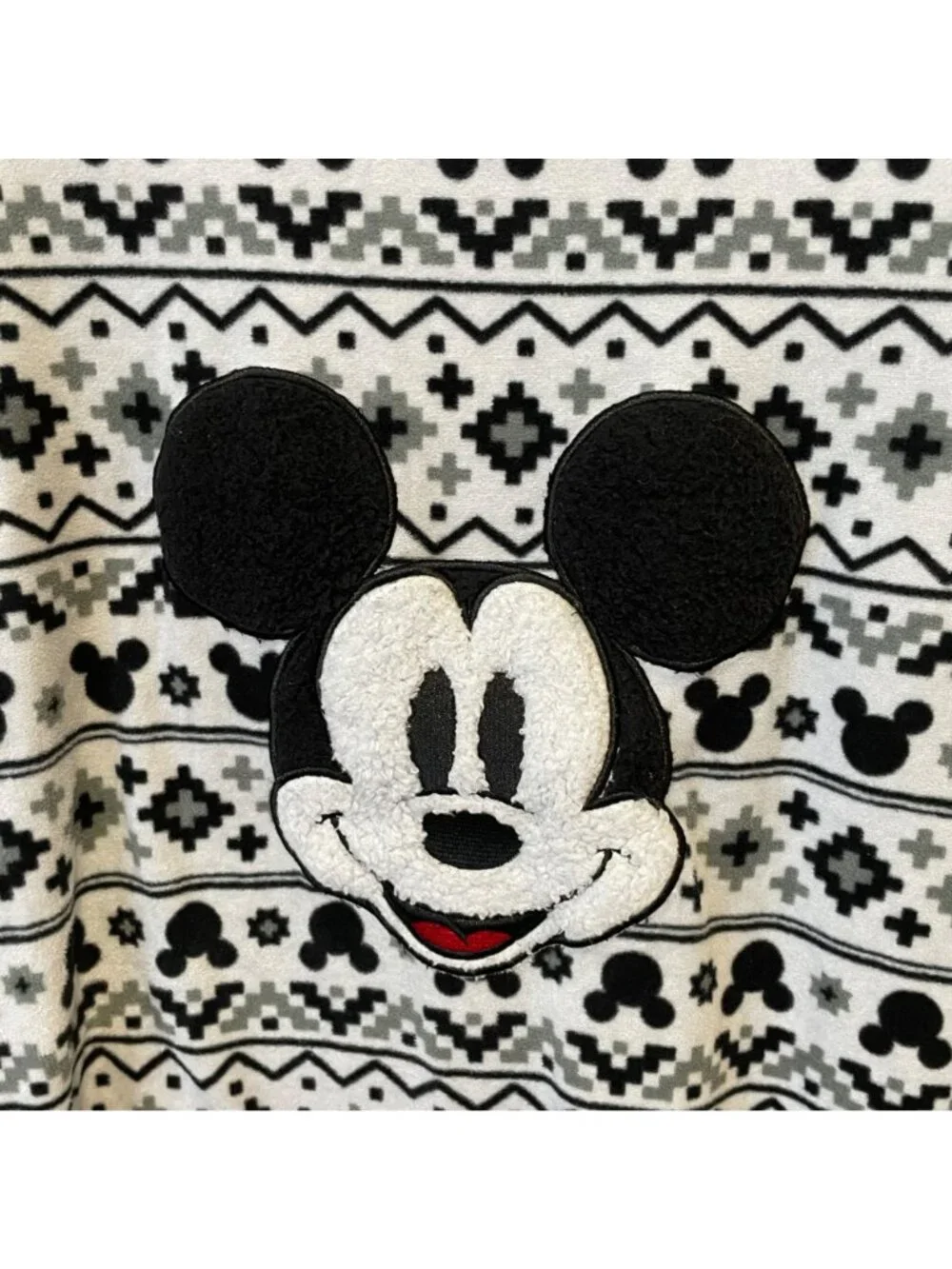 Disney Mickey Mouse Womens XL Cozy Fleece Long-Sleeve Nightshirt With Red Trim - Picture 3 of 7